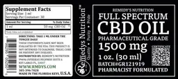 Label for Full Spectrum CBD Oil 1500 mg