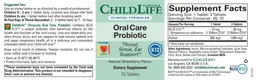 Label for Oral Care Probiotic Natural Strawberry Flavor
