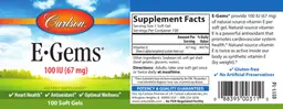 Label for E-Gems 100 IU (67 mg)