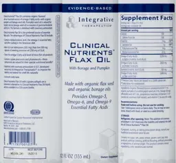 Label for Clinical Nutrients Flax Oil
