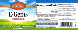 Label for E-Gems 400 IU (268 mg)
