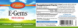 Label for E-Gems 400 IU (268 mg)