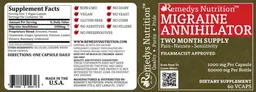 Label for Migraine Annihilator 1000 mg