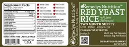 Label for Red Yeast Rice w/Liver Safeguard 1000 mg