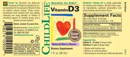 Label for Vitamin D3 Natural Berry Flavor