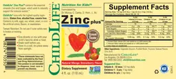 Label for Zinc Plus Natural Mango Strawberry Flavor