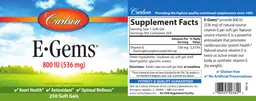 Label for E-Gems 800 IU (536 mg)