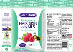 Label for Gorgeous Hair, Skin & Nails Natural Raspberry Flavor