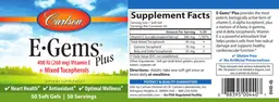 Label for E-Gems Plus 400 IU (268 mg)