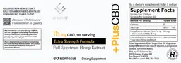 Label for PlusCBD Extra Strength Formula 15 mg