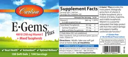 Label for E-Gems Plus 400 IU (268 mg)