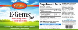 Label for E-Gems Plus 400 IU (268 mg)