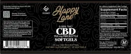 Label for Happy Lane CBD Softgels 25 mg