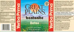 Label for Great Plains Bentonite Detox