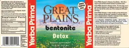 Label for Great Plains Bentonite Detox
