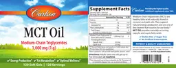 Label for MCT Oil 1,000 mg (1 g)