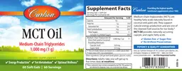 Label for MCT Oil 1000 mg (1 g)