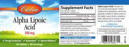 Label for Alpha Lipoic Acid 300 mg