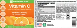 Label for Vitamin C With 20 mg Rose Hips Orange