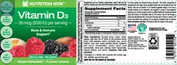 Label for Vitamin D3 50 mcg (2000 IU)