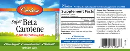 Label for Super Beta Carotene 25,000 IU (7,500 mcg RAE)