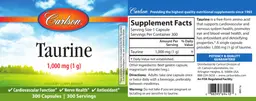 Label for Taurine 1,000 mg (1 g)