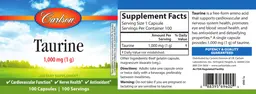 Label for Taurine 1,000 mg (1 g)
