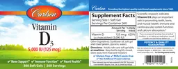 Label for Vitamin D3 5,000 IU (125 mcg)