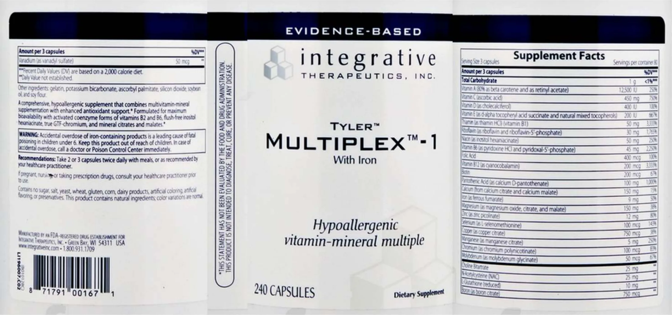 Label for Tyler Multiplex-1 With Iron