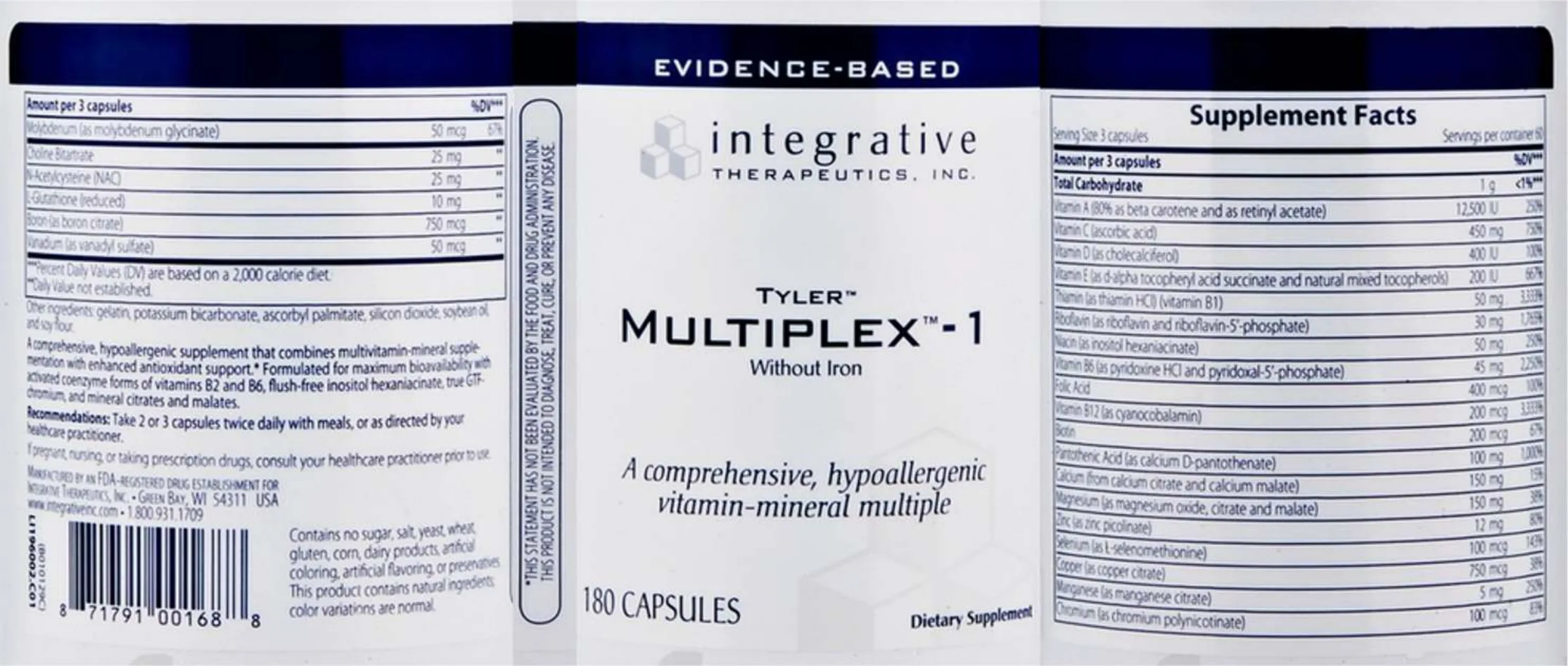 Label for Tyler Multiplex-1 Without Iron