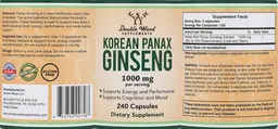 Label for Korean Panax Ginseng 1000 mg