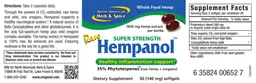 Label for Raw Hempanol Super Strength 140 mg