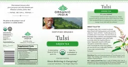 Label for Tulsi Green Tea