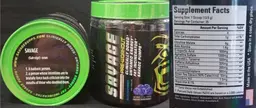 Label for Savage Pre-Workout Blue Raspberry