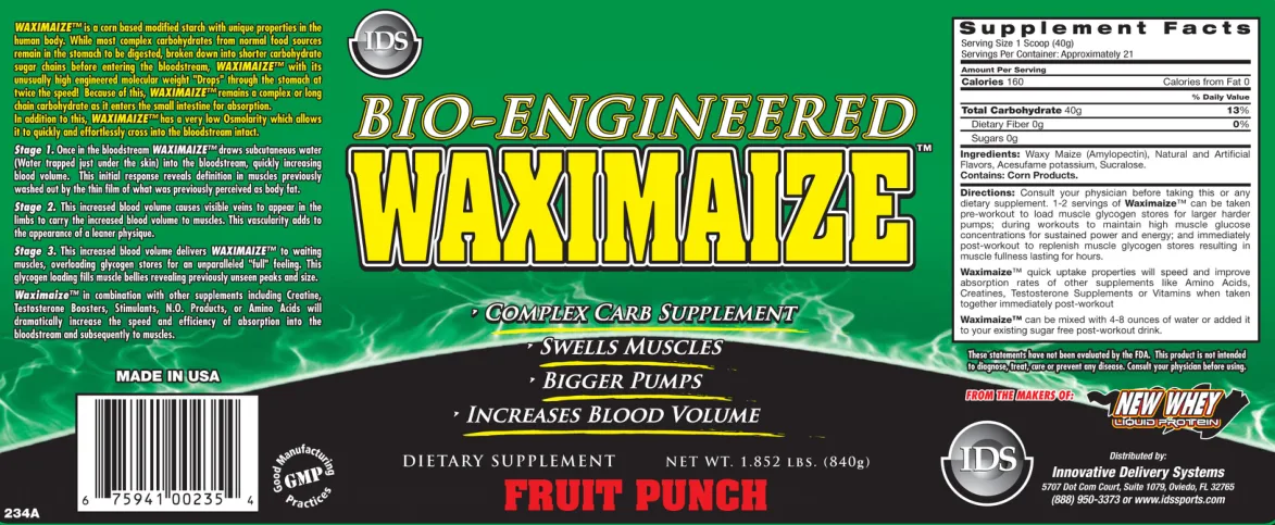Label for Waximaize Fruit Punch