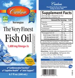 Label for The Very Finest Fish Oil Natural Lemon Flavor