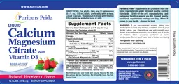 Label for Liquid Calcium Magnesium Citrate with Vitamin D3 Natural Strawberry Flavor