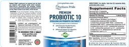 Label for Premium Probiotic 10