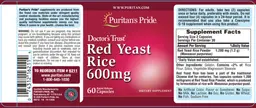 Label for Red Yeast Rice 600 mg