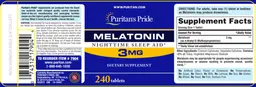 Label for Melatonin 3 mg