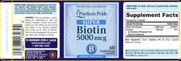 Label for Super Biotin 5000 mcg
