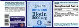 Label for Super Biotin 5000 mcg