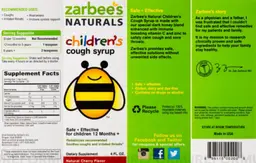 Label for Children's Cough Syrup Natural Cherry Flavor