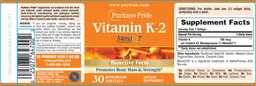 Label for Vitamin K-2
