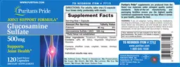 Label for Glucosamine Sulfate 500 mg