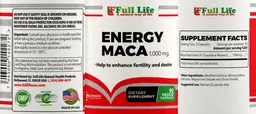 Label for Energy Maca 1,000 mg