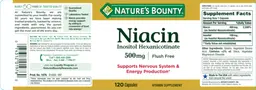 Label for Niacin Inositol Hexanicotinate 500 mg