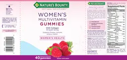 Label for Women's Multivitamin Gummies With Collagen Raspberry Flavored