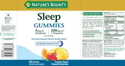Label for Sleep Gummies Tropical Punch Flavored Gummies