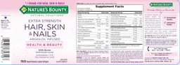 Label for Extra Strength Hair, Skin & Nails